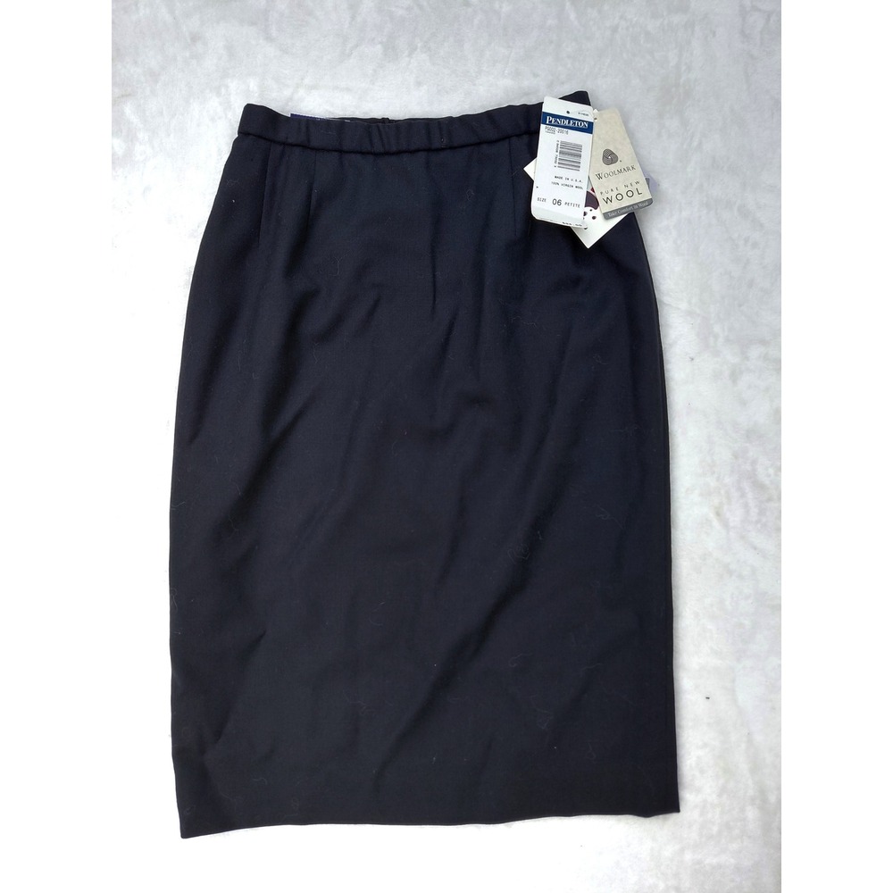 Pendleton Black Virgin Wool Pencil Skirt 06 Petite NWT USA PG002-20016